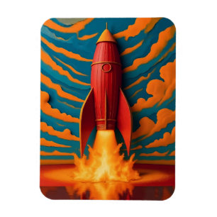 Raketen-Schiff: Inspiriert von den 1950er Jahren Magnet