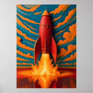 Raketen-Schiff: Inspiriert von den 1950er Jahren Poster