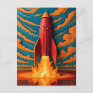 Raketen-Schiff: Inspiriert von den 1950er Jahren Postkarte