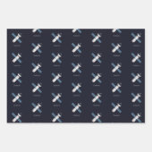 Raketen Sonnensystem Astronautensatellit 3 Stück Geschenkpapier Set (Vorderseite 3)