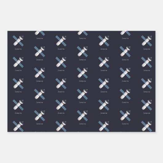 Raketen Sonnensystem Astronautensatellit 3 Stück Geschenkpapier Set (Vorderseite 3)