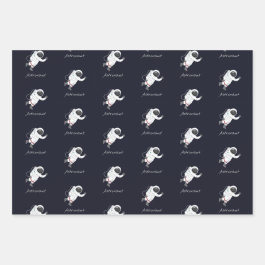 Raketen Sonnensystem Astronautensatellit 3 Stück Geschenkpapier Set (Vorderseite 2)