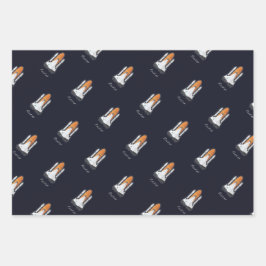 Raketen Sonnensystem Astronautensatellit 3 Stück Geschenkpapier Set