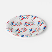 Raketen und Feuerwerke Pappteller (Schrägansicht)