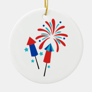 Raketen und Feuerwerkskörper Keramik Ornament
