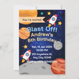 Raketen-Weltraum-Geburtstag für Jungen Einladung
