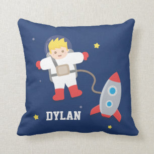 Raketen Weltraum Kleiner Blonder Astronaut Jungen Kissen