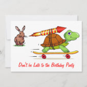 Raketenantrieb Tortoise und Hare Birthday Party Einladung (Vorderseite)