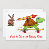 Raketenantrieb Tortoise und Hare Birthday Party Einladung (Vorne/Hinten)
