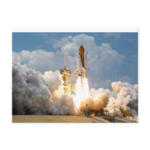 Raketenexplosion in die Weltraumpostkarte