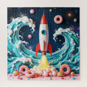 Raketenfahrt durch Donuts und Planeten Puzzle