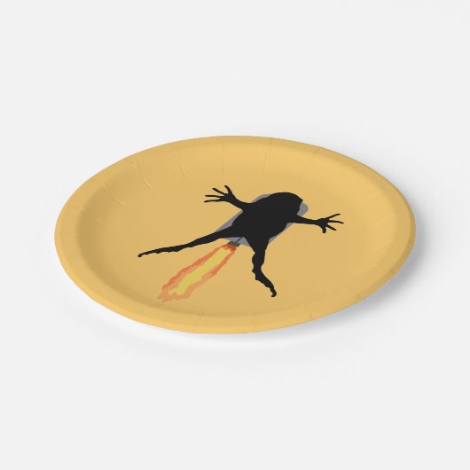 Raketenfrosch Pappteller (Schrägansicht)