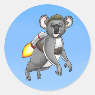 Raketenkoala Runder Aufkleber