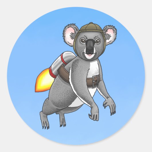 Raketenkoala Runder Aufkleber (Vorderseite)