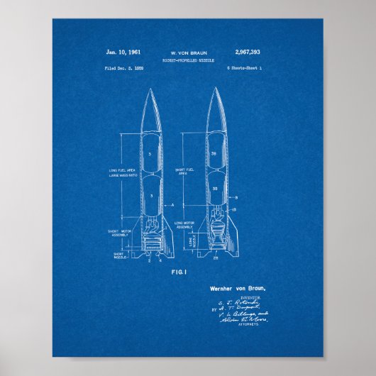 Raketenmotorschiff - Blueprint Poster (Vorne)