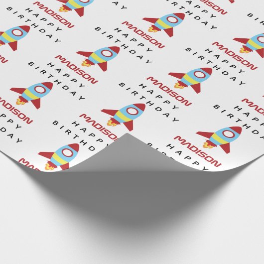 Raketenraumschiff Starter Individuelle Name Geburt Geschenkpapier (Ecke)