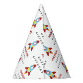 Raketenraumschiff Starter Individuelle Name Geburt Partyhütchen (Rückseite)
