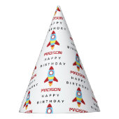 Raketenraumschiff Starter Individuelle Name Geburt Partyhütchen (Vorderseite)