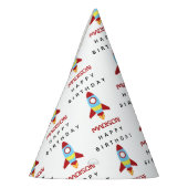 Raketenraumschiff Starter Individuelle Name Geburt Partyhütchen (Links)