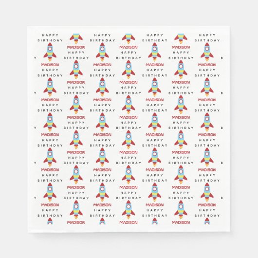 Raketenraumschiff Starter Individuelle Name Geburt Serviette (Vorderseite)