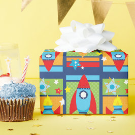 Raketenraumschiff Weltraumwrapping Paper Geschenkpapier