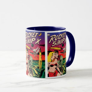Raketenraumschiff X Vintage Sci-Fi-Comic-Cover Tasse