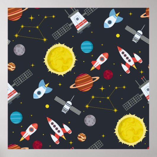 Raketenraumsolarsystem und Planet-Kosmos Poster (Vorne)