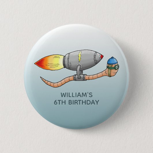 Raketenregenwurm Button (Vorderseite)