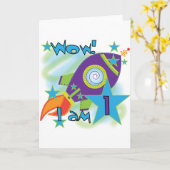 Raketenschiff 1. Geburtstag - Tshirts und Geschenk Karte (Gelbe Blume)