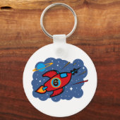 Raketenschiff 6. Geburtstag Schlüsselanhänger (Vorderseite)