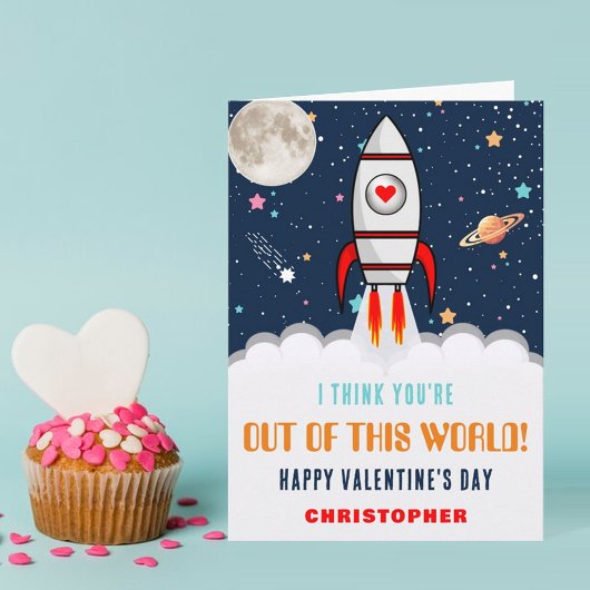Raketenschiff aus diesem Valentinstag Karte
