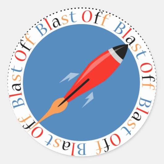 Raketenschiff ausschalten runder aufkleber (Vorderseite)