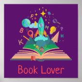 Raketenschiff der Bibliothek Book Lover Poster (Vorne)
