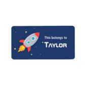 Raketenschiff explodiert in den Weltraum, für Kind Adressaufkleber (Vorne)