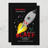 Raketenschiff im Weltraum Einladung (Vorne/Hinten)