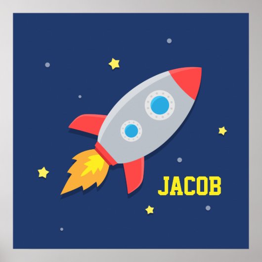 Raketenschiff im Weltraum-Kinder-Raumdekor-Poster Poster (Vorne)