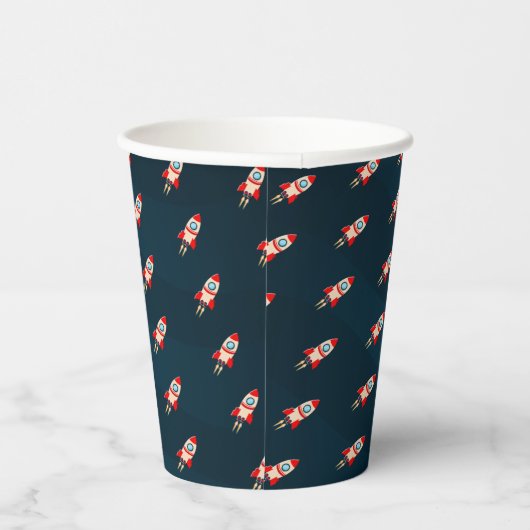 Raketenschiff-Muster Pappbecher (Rechts)
