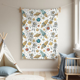 Raketenschiff Planeten & Sterne für Neugeborene Fleecedecke