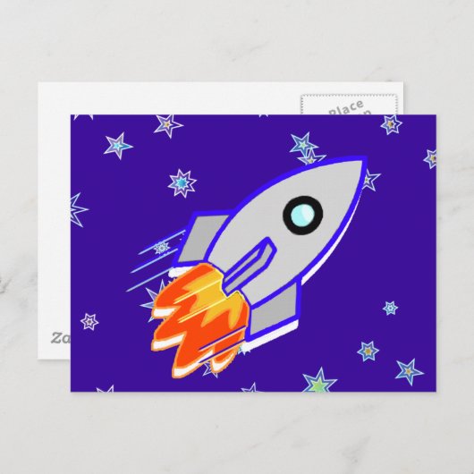Raketenschiff Postkarte (Vorne/Hinten)
