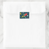 Raketenschiff Runder Aufkleber (Tasche)