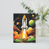 Raketenschiff Weltraumpostkarte Postkarte (Stehend Vorderseite)