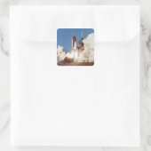 Raketenstart 2 quadratischer aufkleber (Tasche)