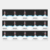 Raketenstart im Weltraum Geburtsdatum Geschenkpapier Set (Vorderseite 2)