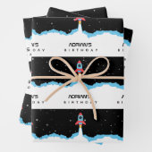 Raketenstart im Weltraum Geburtsdatum Geschenkpapier Set (Beispiel)