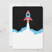 Raketenstart im Weltraum Geburtstag Einladung (Rückseite)