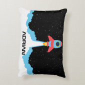Raketenstart im Weltraum-Individuelle Name Dekokissen (Rückseite(Vertikal))