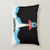 Raketenstart im Weltraum-Individuelle Name Dekokissen (Vorderseite(Vertikal))