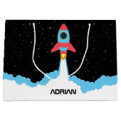Raketenstart im Weltraum-Individuelle Name Große Geschenktüte (Vorderseite)