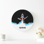 Raketenstart im Weltraum-Individuelle Name  Große Wanduhr (Zuhause)