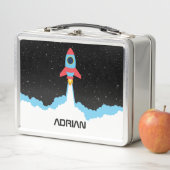 Raketenstart im Weltraum-Individuelle Name Metall Brotdose (Beispiel)